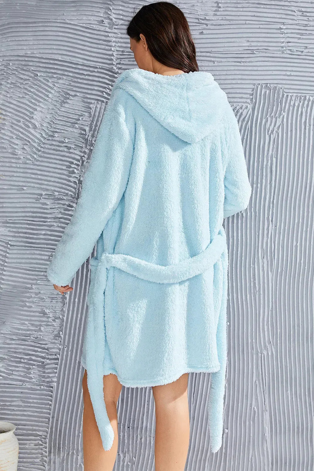 Fuzzy Tied Pocketed Hooded Lounge Nightgown Sleep Dresses - Tophatter Daily Deals